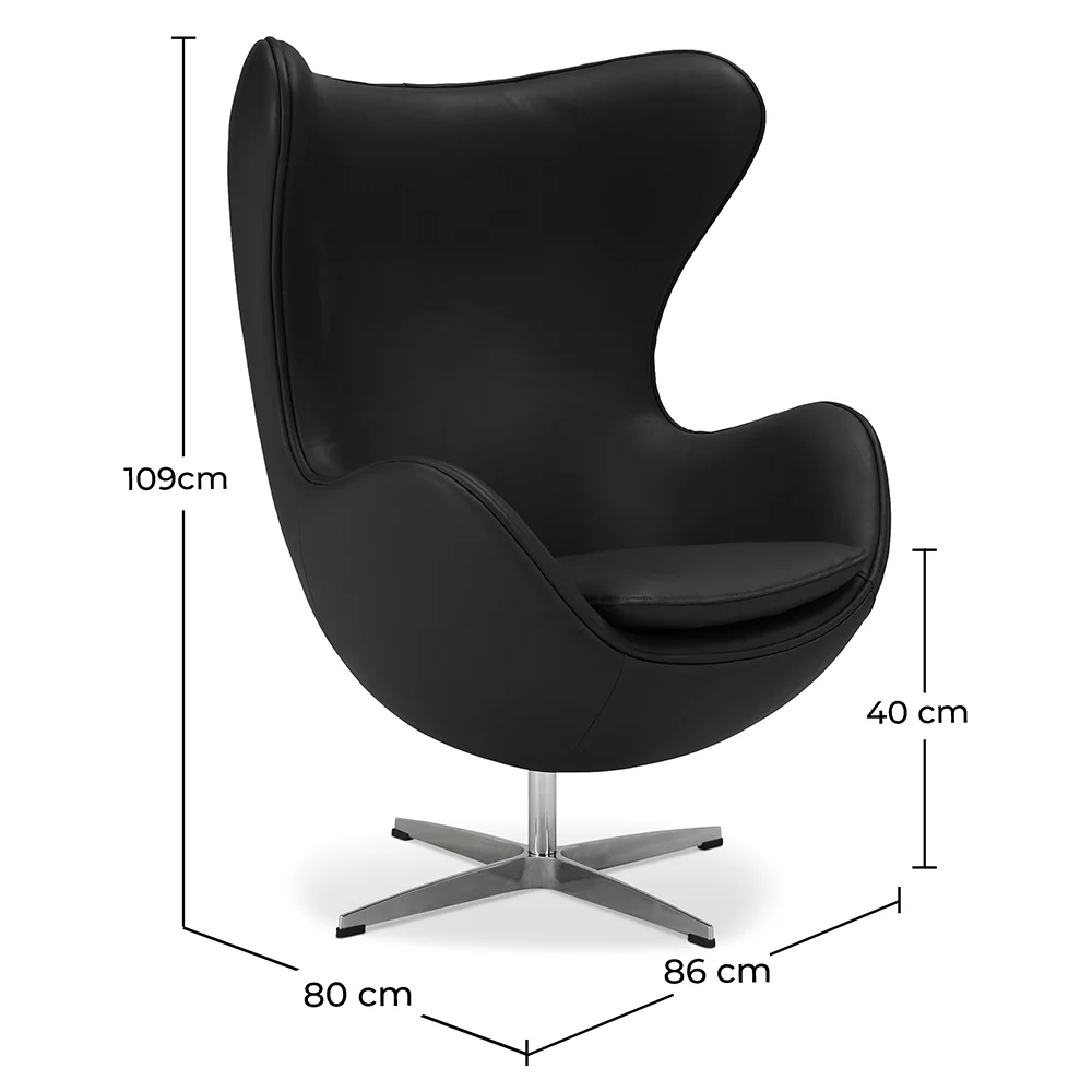Poltrona com braços - Estofamento em couro - Design em forma de ovo - Brave image 10