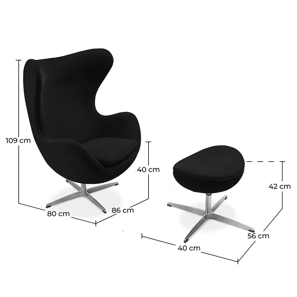 Poltrona com apoio para os pés em design de ovo - Estofada em tecido - Brave image 10