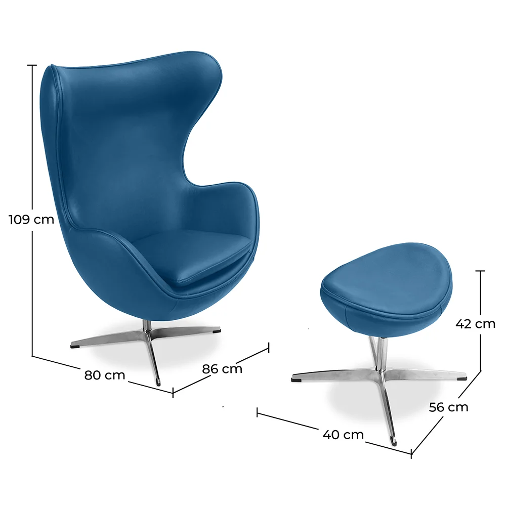  Poltrona de Design em Formato de Ovo com Descanso de Pés - Estofado em Couro Sintético - Brave image 10