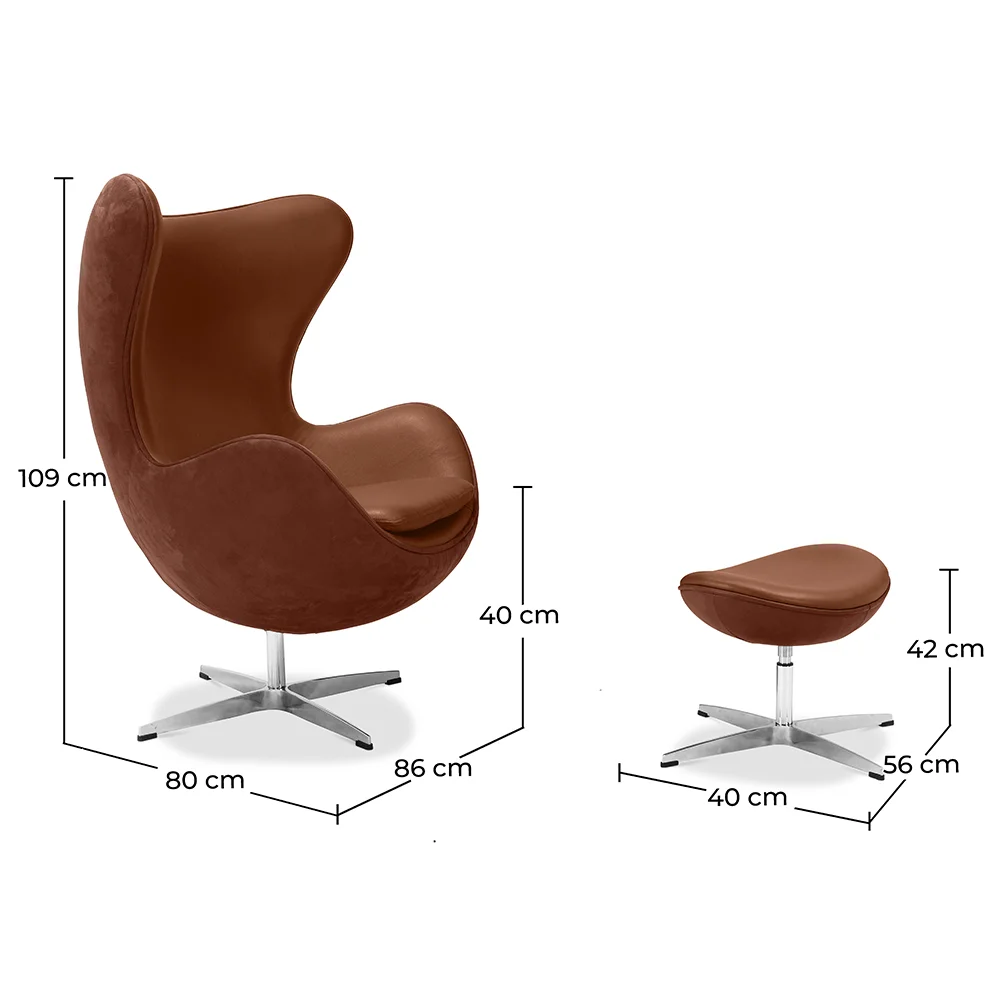Poltrona com apoio para os pés em design de ovo - Estofada em couro - Brave image 10