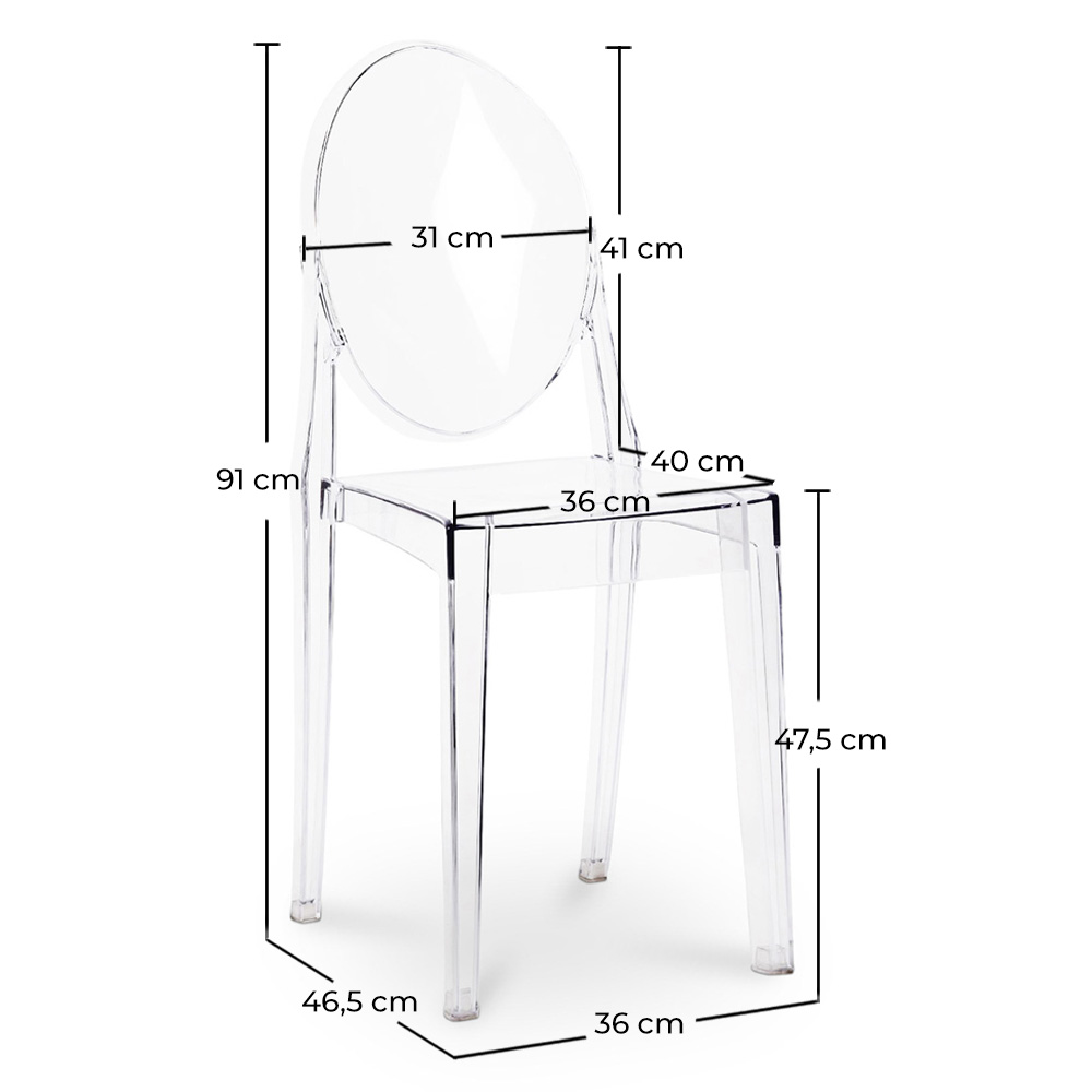 Pack de 4 Cadeiras de Jantar Transparentes - Victoria Queen image 10