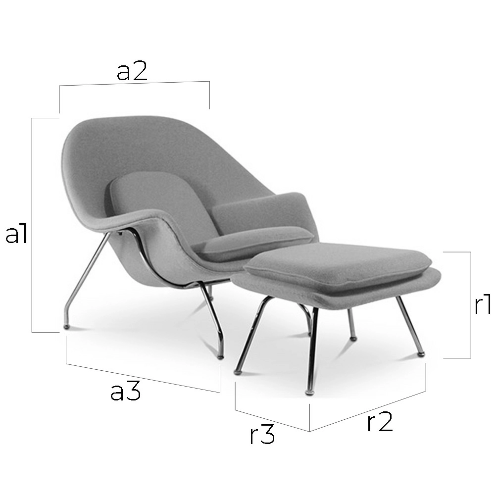  Poltrona de Design com Descanso de Pés - Estofado em Tecido - Womb image 10