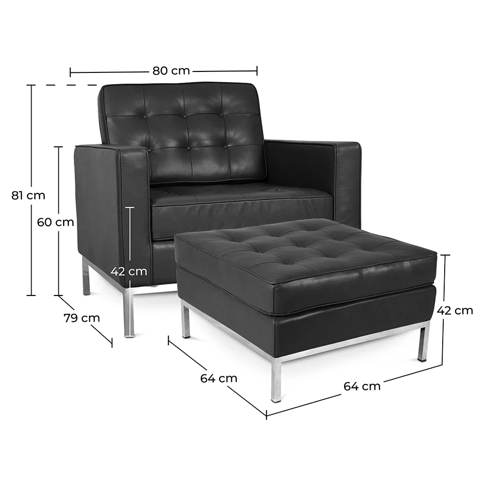 Poltrona de Design com Descanso de Pés - Estofado em Couro Sintético - Konel image 10