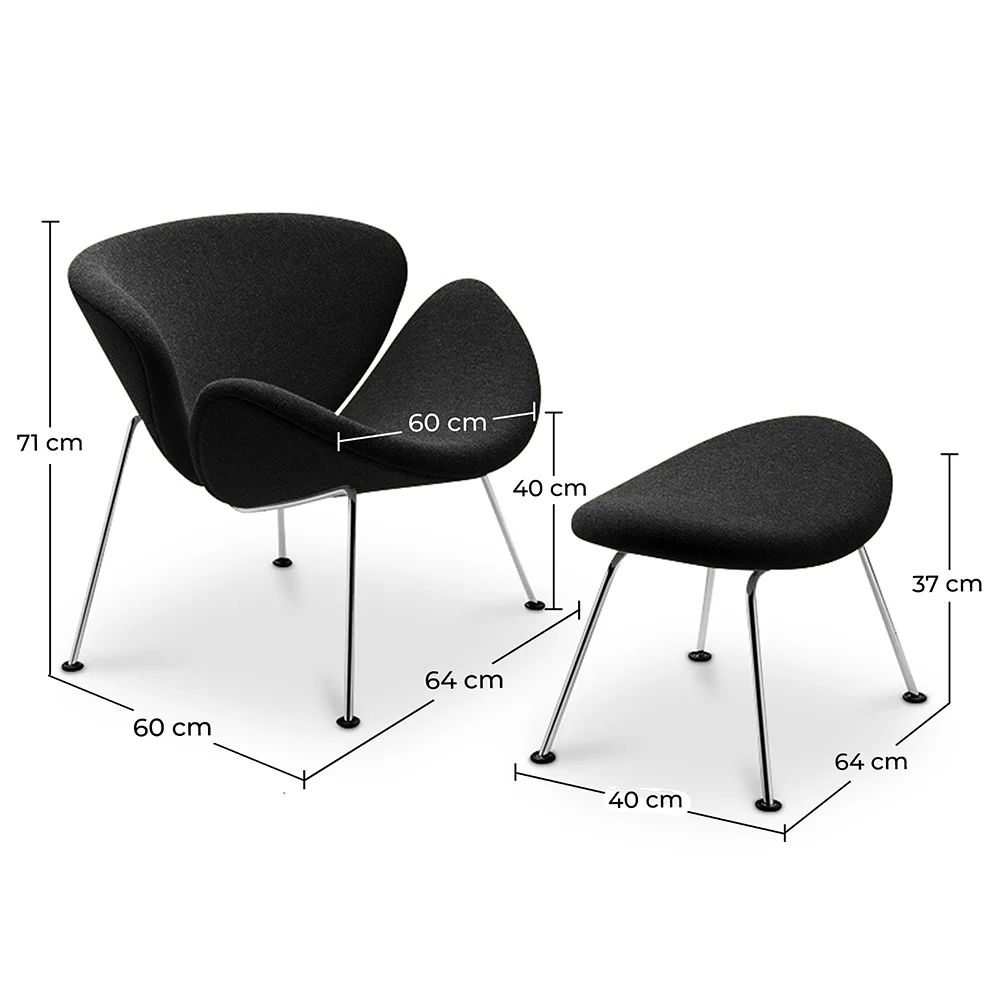 Poltrona de Design com Descanso de Pés - Estofado em Couro - Chunk image 10
