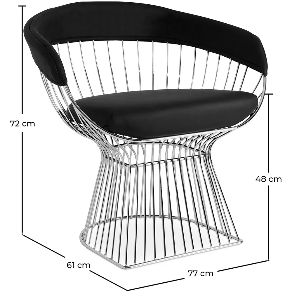 Cadeira de Jantar com Apoio de Braços - Couro e Metal - Barrel image 10