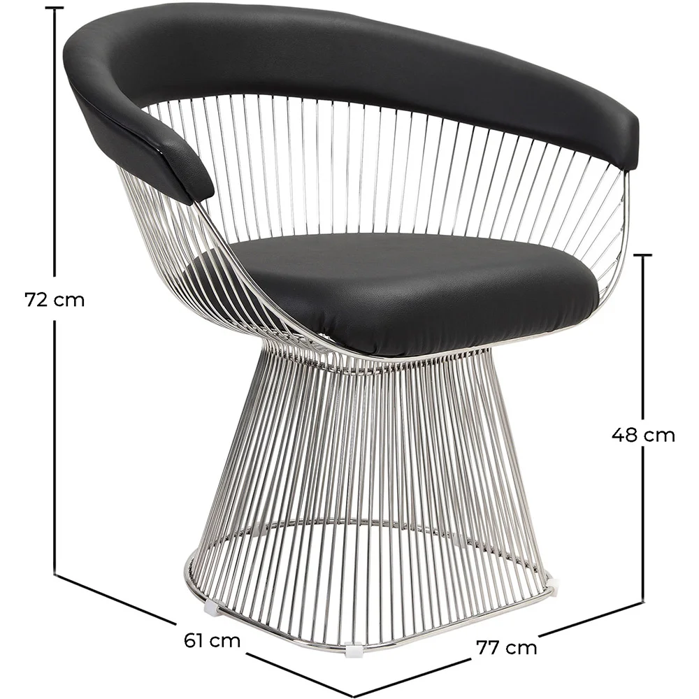 Cadeira de jantar com braços - Couro e metal - Barrel image 10