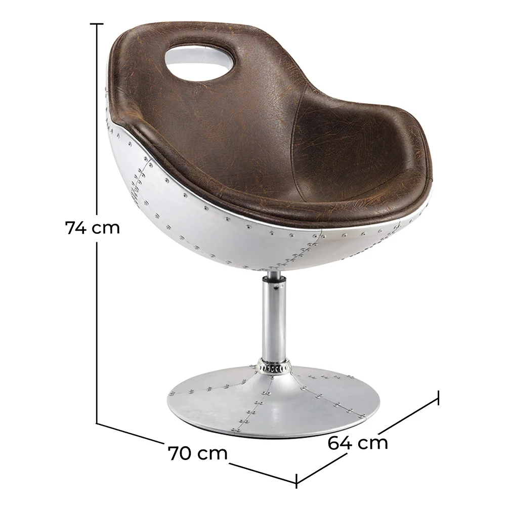 Sofá Giratório de Design Aviador - Estofado em PU image 10