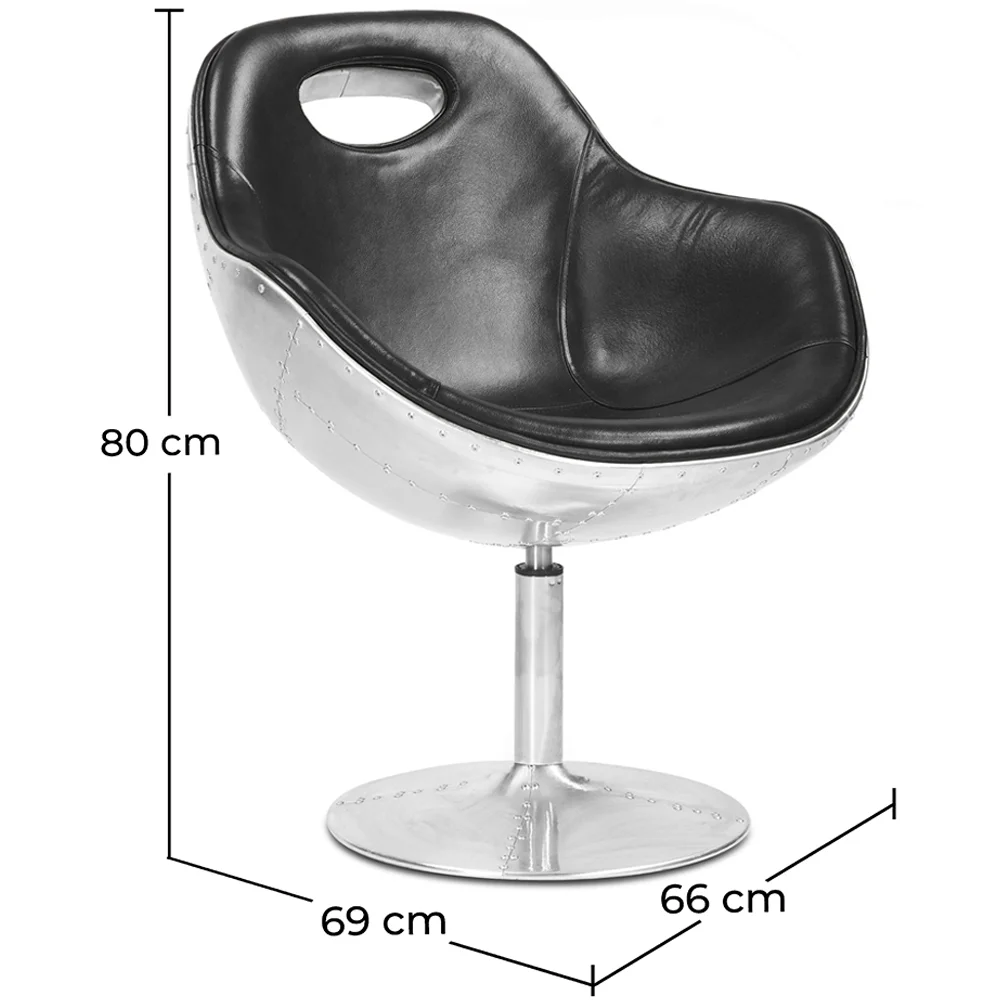 Poltrona com Braços - Estilo Aviador - Couro - Tulip image 10