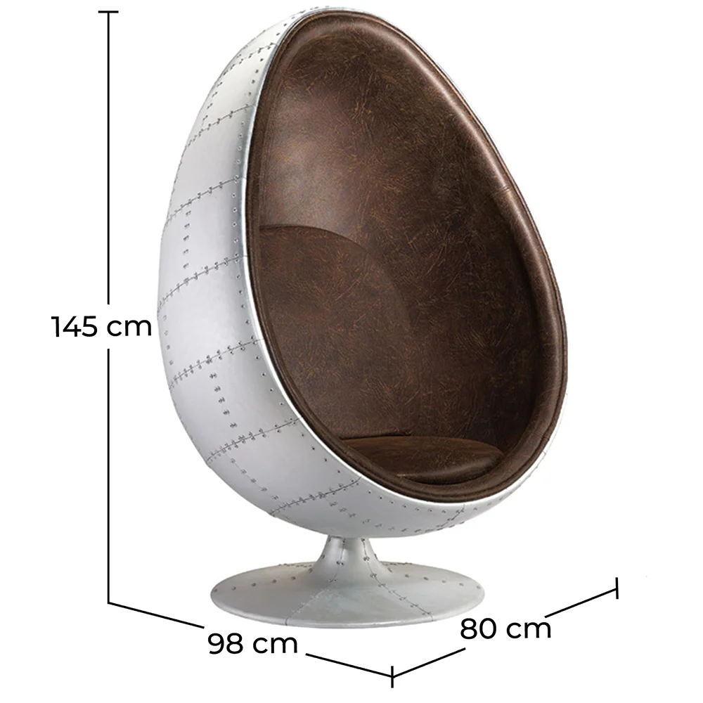 Poltrona de Design Estilo Aviador em formato de Ovo - Estofada em Poliuretano - Eny image 10