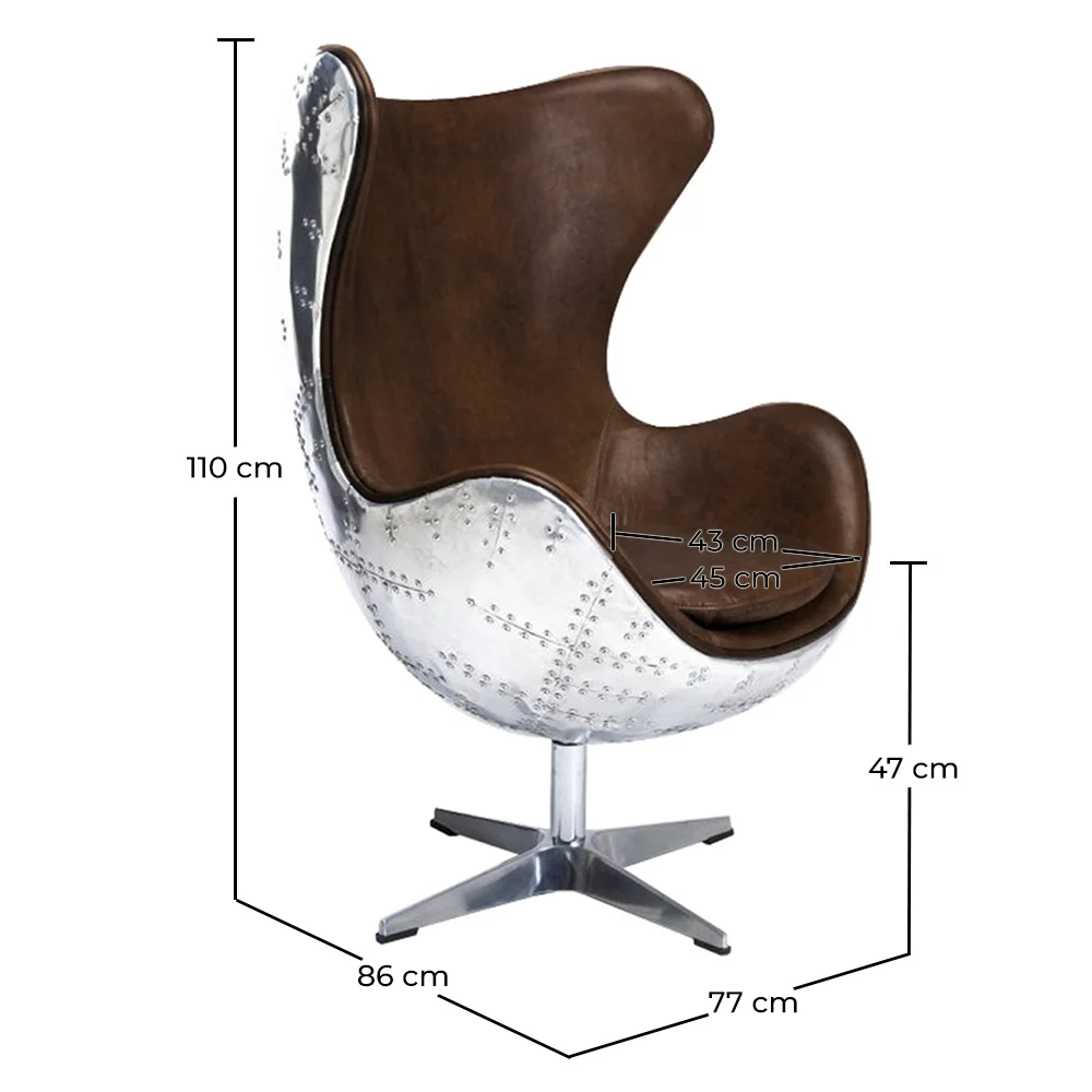 Poltrona com Braços - Estilo Aviador - Couro e Metal - Cocoon image 10