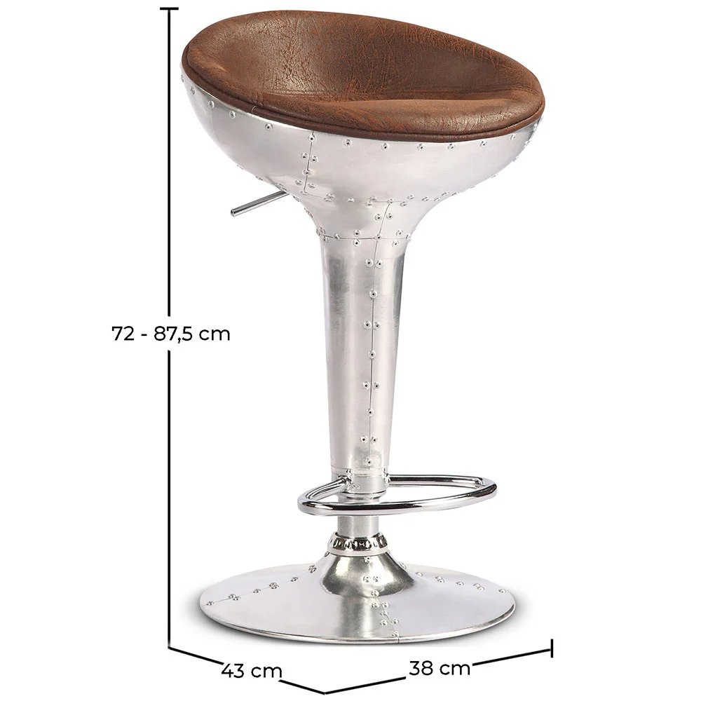 Banco redondo em metal - Estilo Aviador - 70cm - Aviator image 10