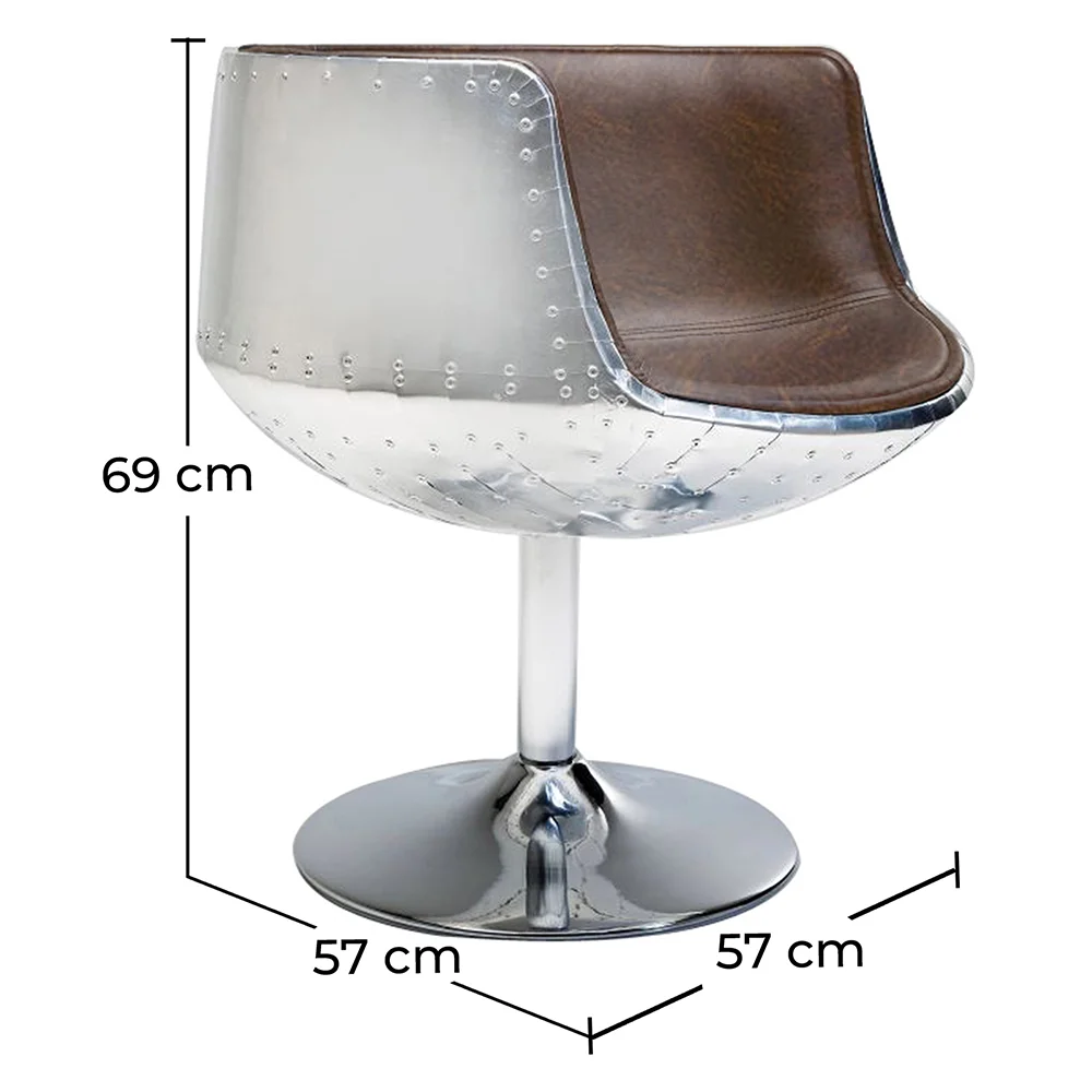 Cadeira Lounge - Cadeira de design - Couro e metal - Cognac image 10