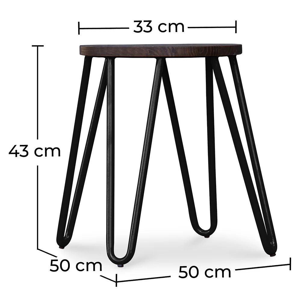 Banco Bar Redondo - Desenho Industrial - Madeira e Aço - 43cm - Hairpin image 10