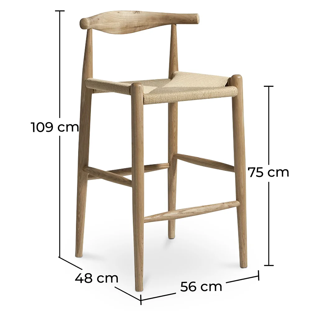 Banco Bar Boho Bali Design - Madeira - 75cm - Elb image 10