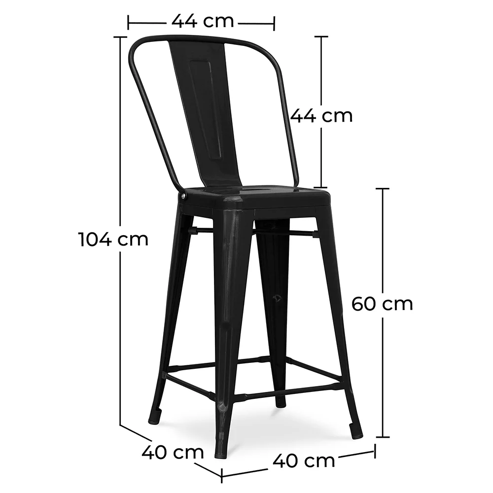 Banco Bar com Encosto - Design Industrial - 60cm - Stylix image 10