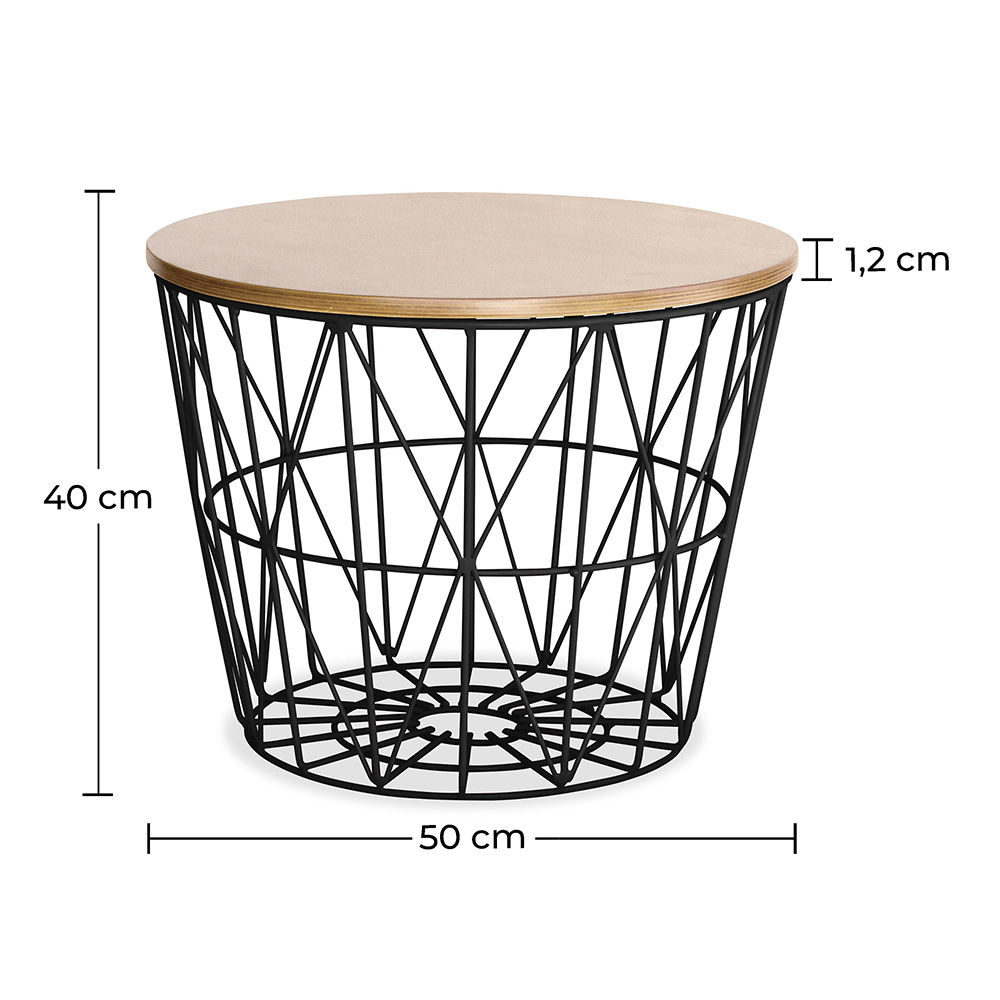 Mesa lateral redonda - Design industrial - Madeira e metal - Basker image 10