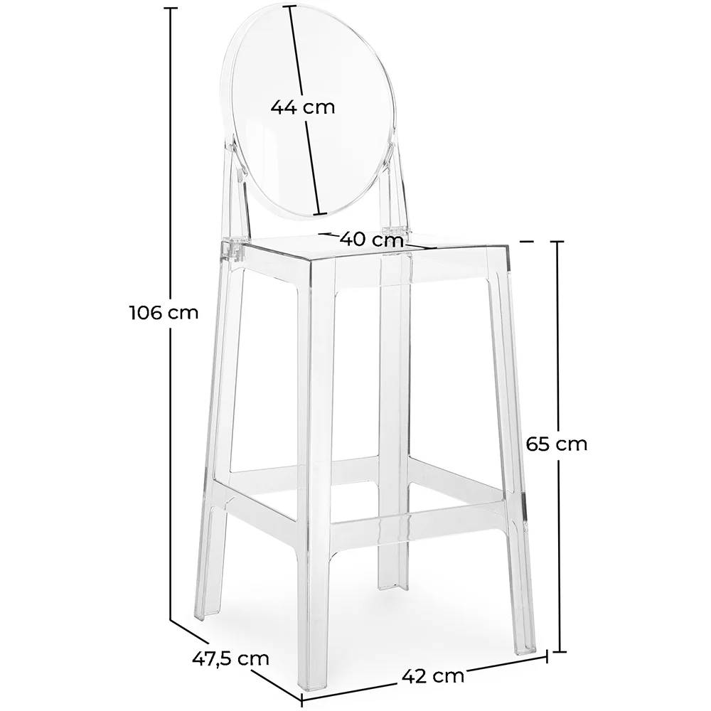 Banco Bar com Encosto - Design Transparente - 65cm - Victoria Queen image 10