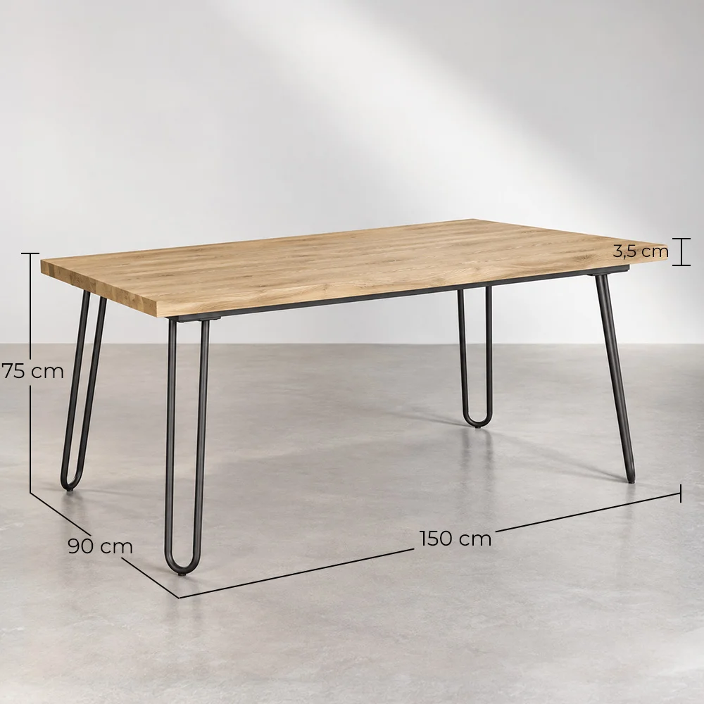 Mesa de jantar retangular - Estilo industrial - Madeira e metal - 150cm - Hairpin  image 10