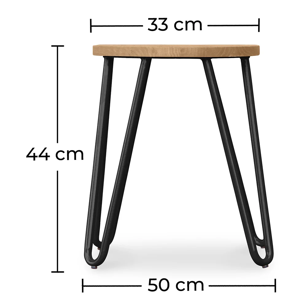 Banco Bar redondo - Desenho Industrial - Madeira e Aço - 44cm - Hairpin image 10