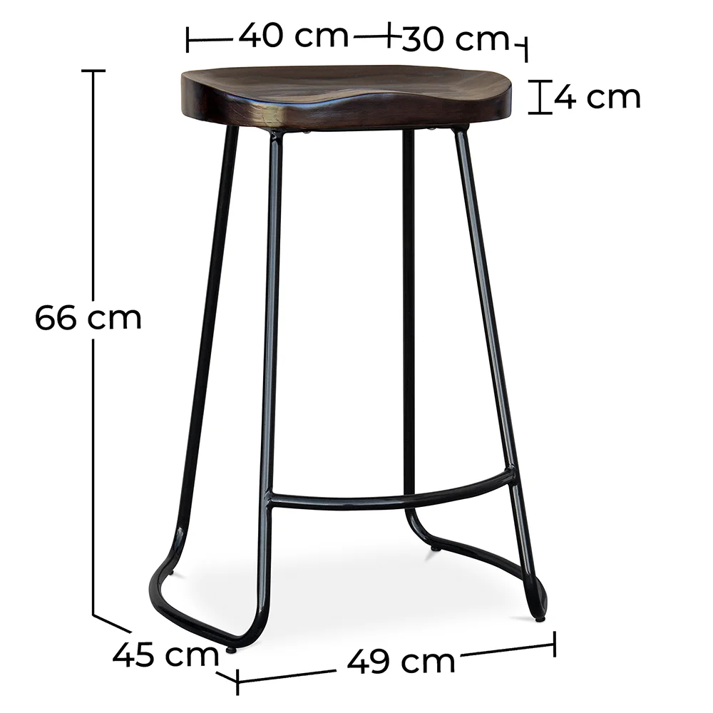 Banco Bar - Desenho Industrial - Madeira e Metal - 66 cm - Adriel image 10