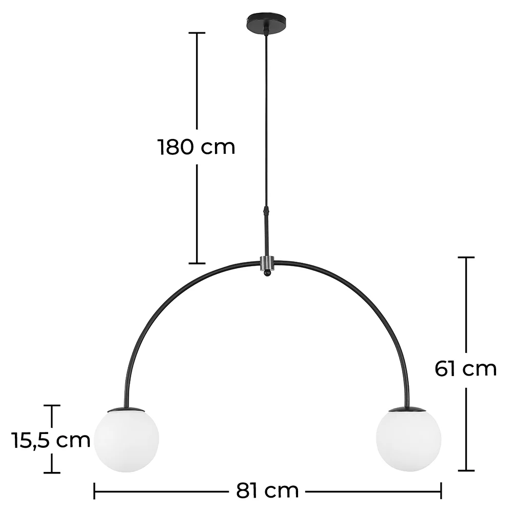 Luminária de Teto Bolas de Vidro - Luminária Pendente 2 Braços - Josephine image 10
