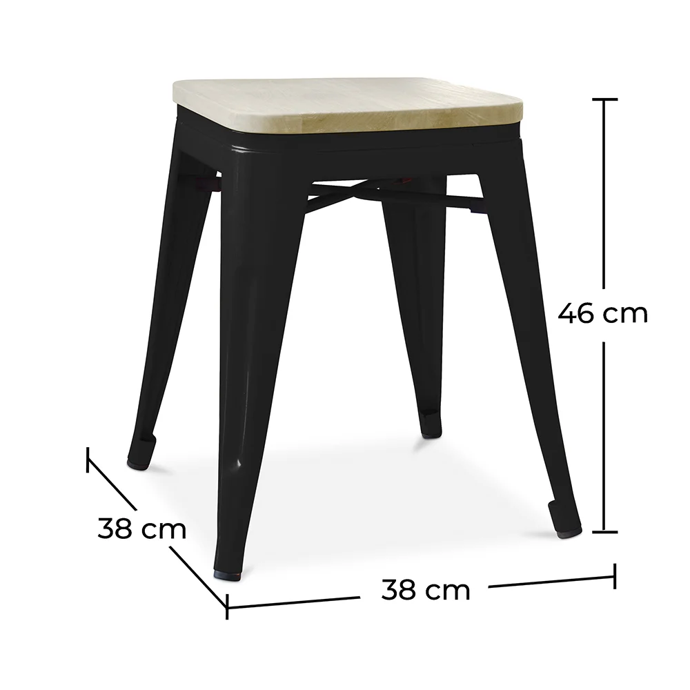 Banqueta com desenho industrial - Madeira e Metal - 45cm - Stylix image 10