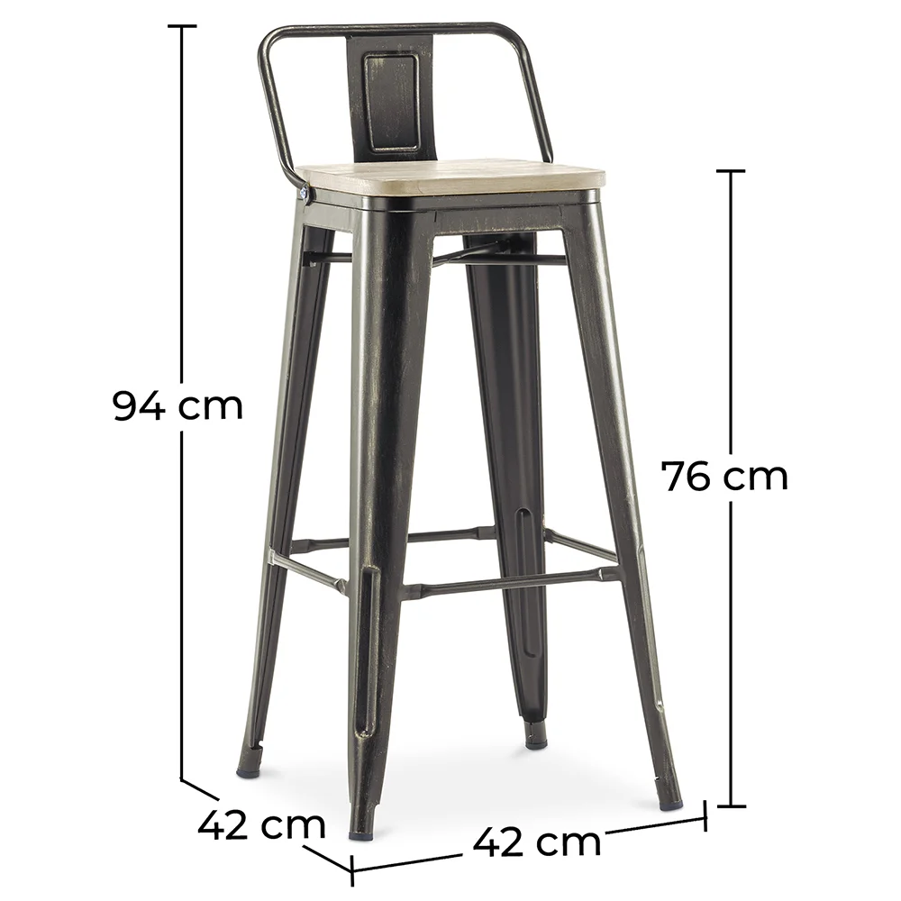 Banco Bar com encosto - Desenho Industrial - 76 cm - Stylix image 10