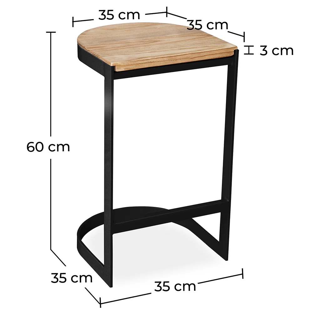 Banco Bar - Design Industrial - Madeira e Metal - 60cm - Lia image 10