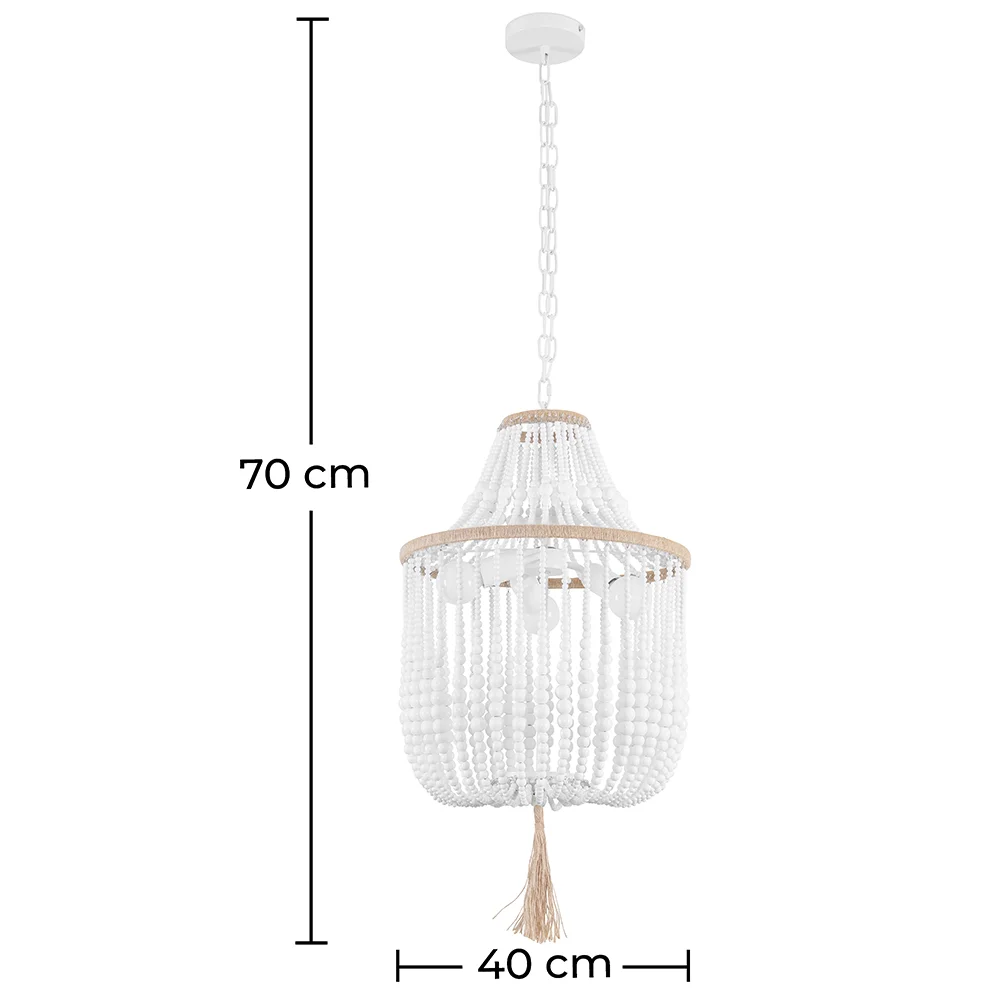 Luminária de teto de bola de madeira - Luminária pendente de estilo boho Bali - Lawan image 10