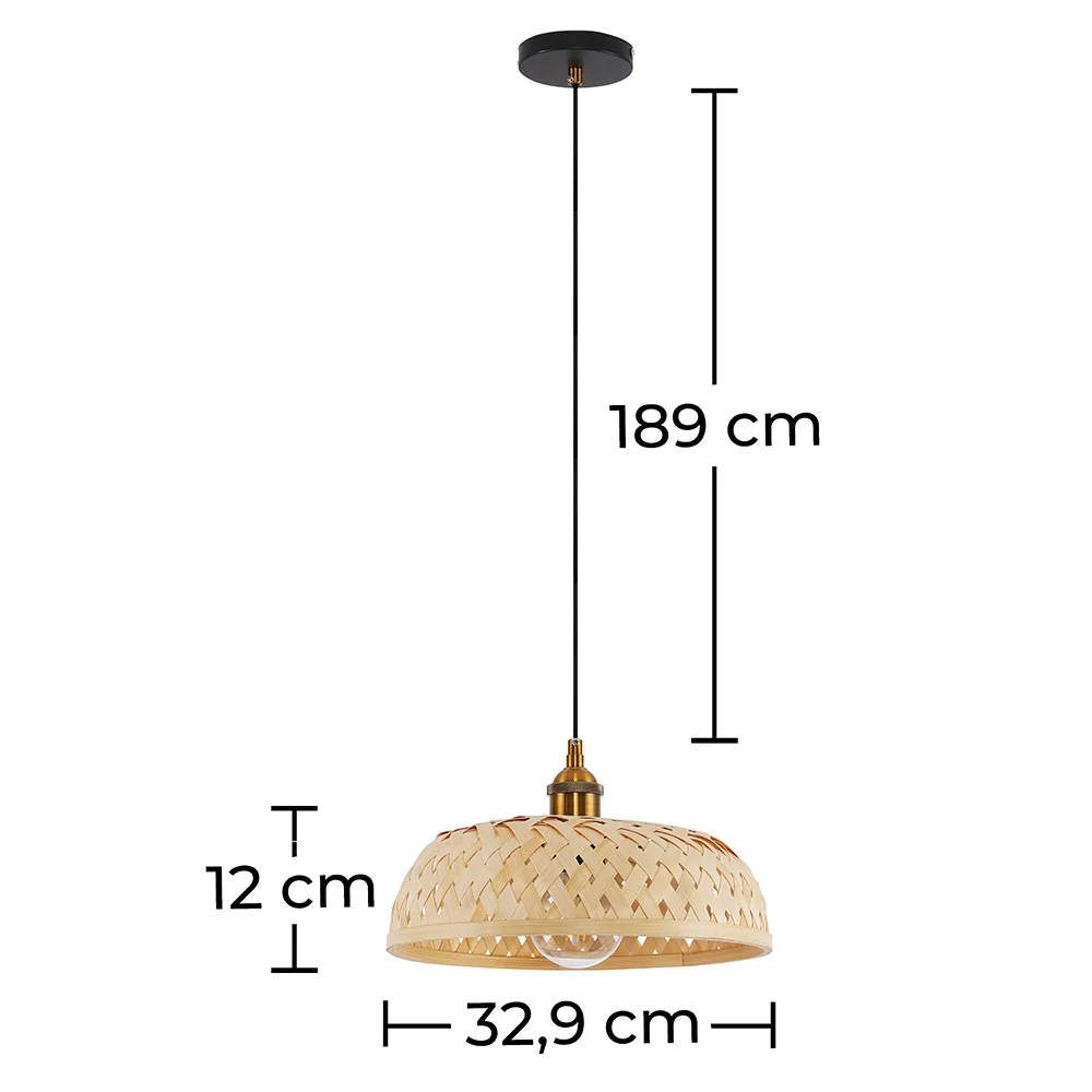 Luminária de teto de bambu - Luminária pendente de stile Boho Bali - Atria image 10