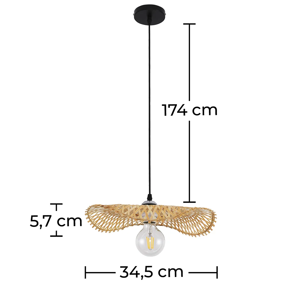 Luminária de teto de bambu - Pendente de stile Boho Bali - Noila image 10