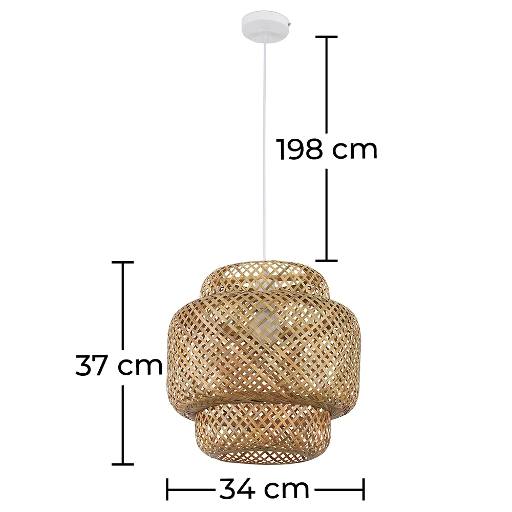  Luminária de Teto de Bambu - Luminária Pendente de stile Boho Bali - Kamon image 10