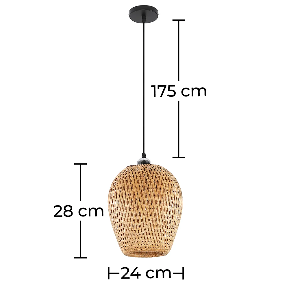 Luminária de teto de bambu - Luminária pendente de stile Boho Bali - Gina image 10