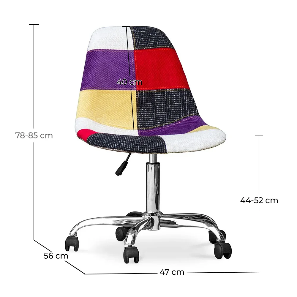 Cadeira de Escritório com Rodas - Cadeira de Escritório - Estofada em Patchwork - Tessa image 10