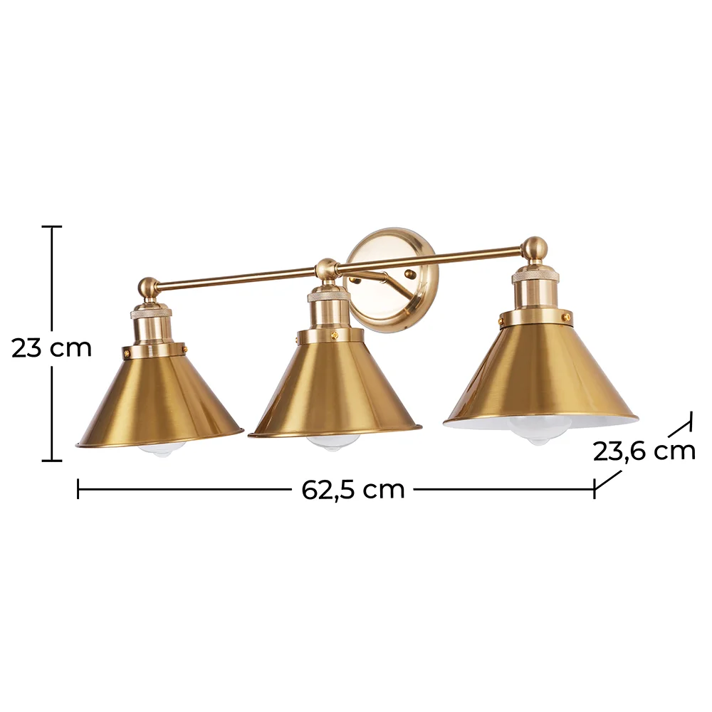 Luminária de Parede Vintage Dourada - 3 Lâmpadas - Remir image 10