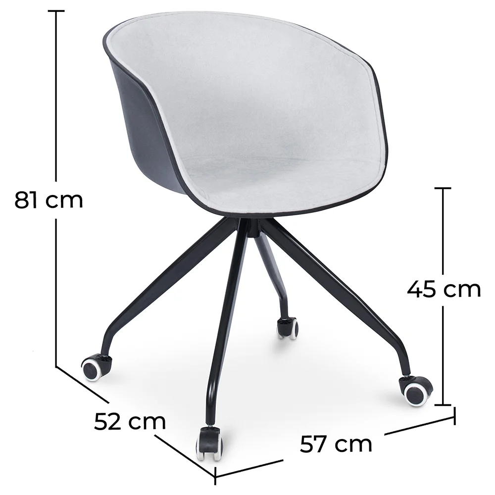 Cadeira de Escritório Estofada com Braços - Cadeira de Secretária com Rodízios - Preto e Branco - Jodie image 10