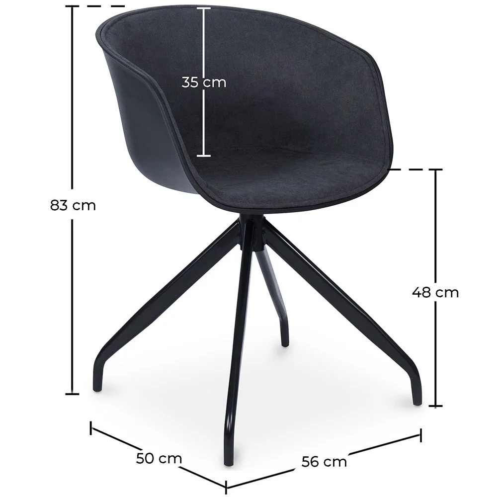 Cadeira de escritório com braços - Cadeira de secretária de design preto - Jodie image 10