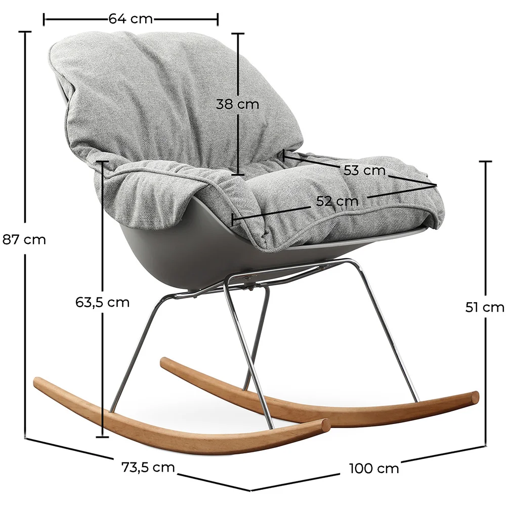  Cadeira de Balanço Acolchoada - Design Escandinavo - Ruma image 10