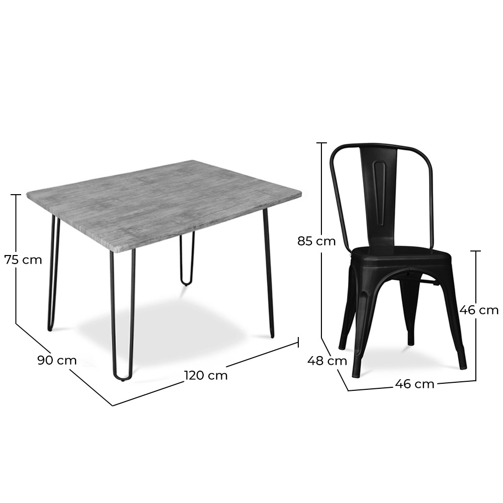 Mesa de Jantar de Design Industrial 120cm + Conjunto de 4 Cadeiras de Jantar - Design Industrial - Hairpin Stylix image 10