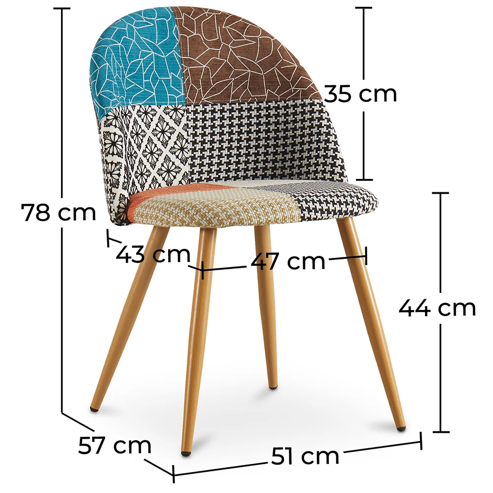 Cadeira de jantar estofada em patchwork - Estilo escandinavo - Patty image 10