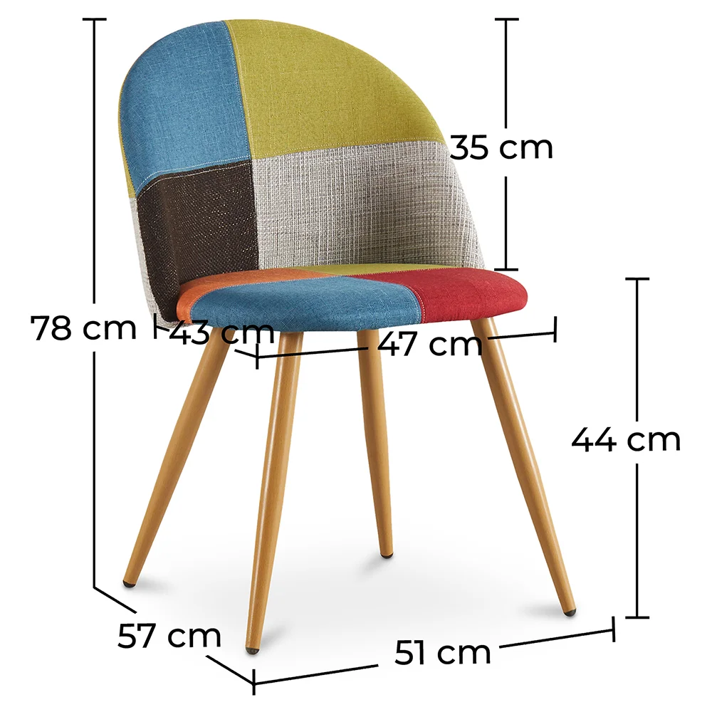 Cadeira de jantar estofada em patchwork - Estilo escandinavo - Simona image 10