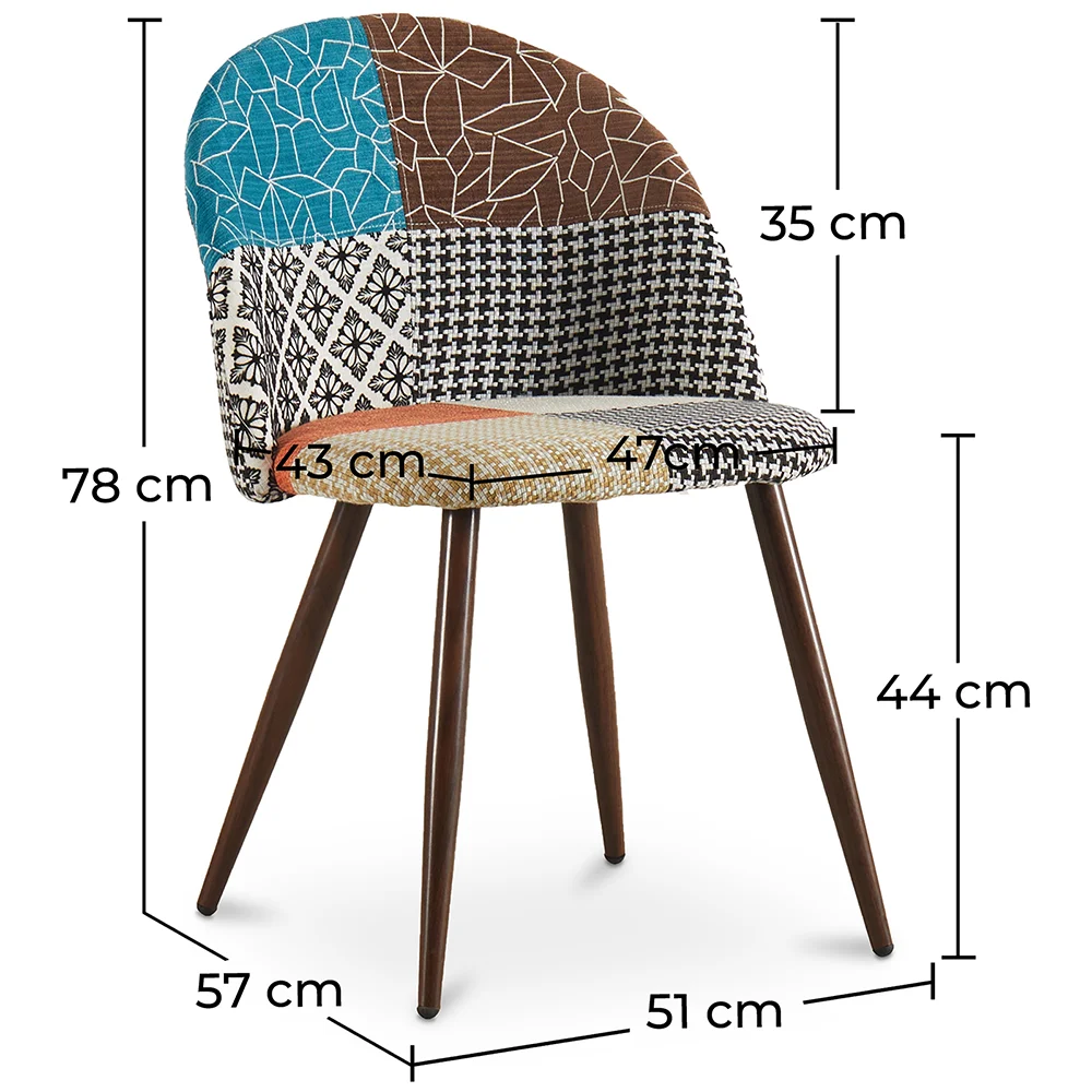 Cadeira de jantar estofada em patchwork - Estilo escandinavo - Patty image 10