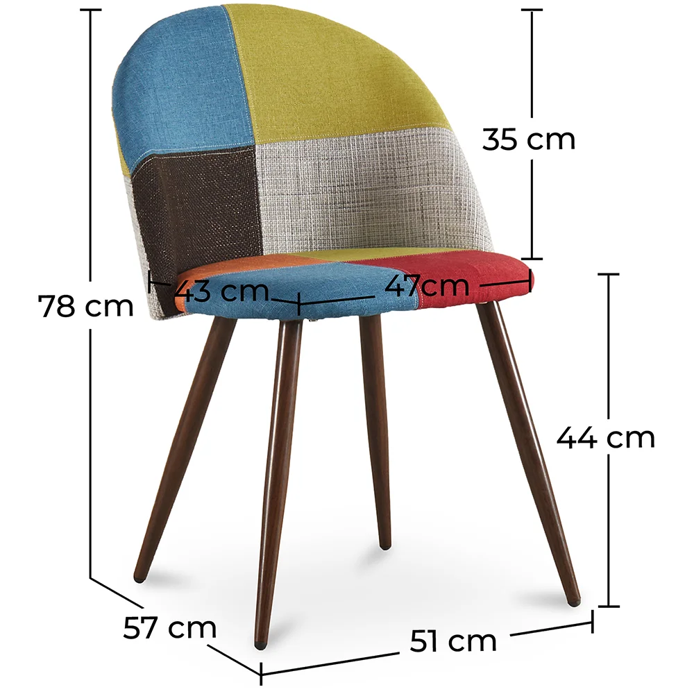 Cadeira de jantar estofada em patchwork - Estilo escandinavo - Simona image 10