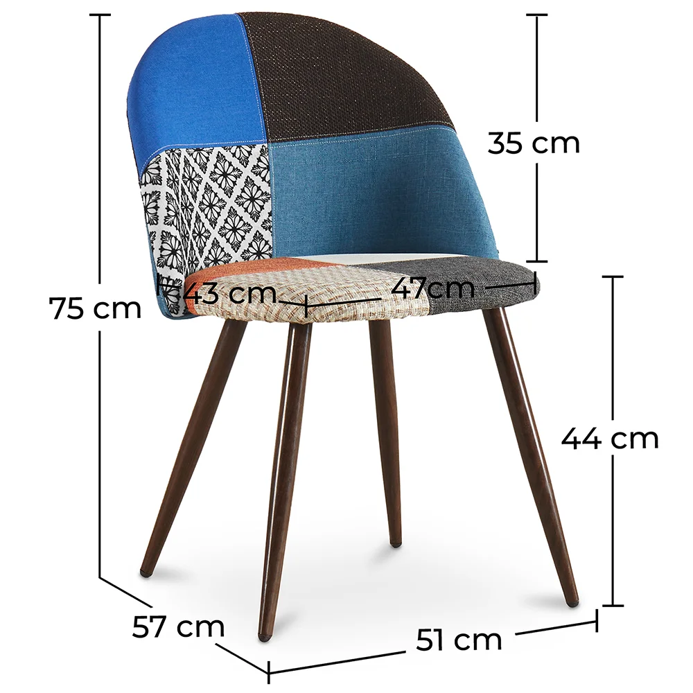 Cadeira de jantar estofada em patchwork - Estilo escandinavo - Pixi image 10