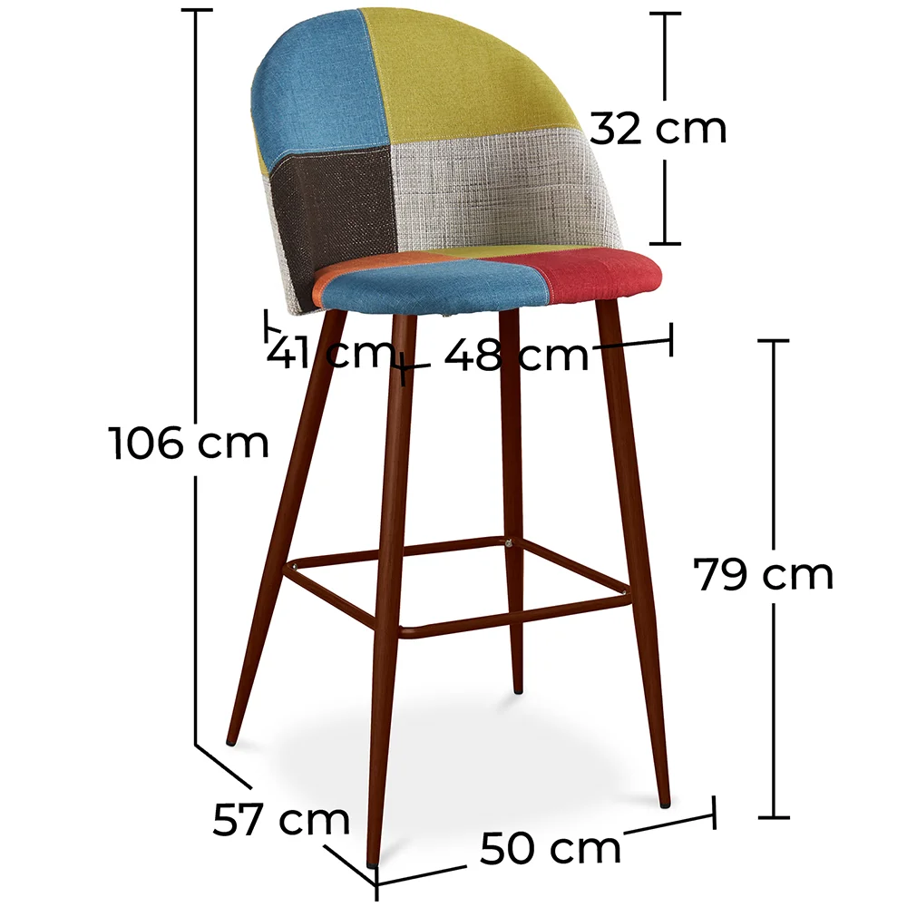 Banqueta Estofada em Patchwork - Estilo Escandinavo - Simona image 10