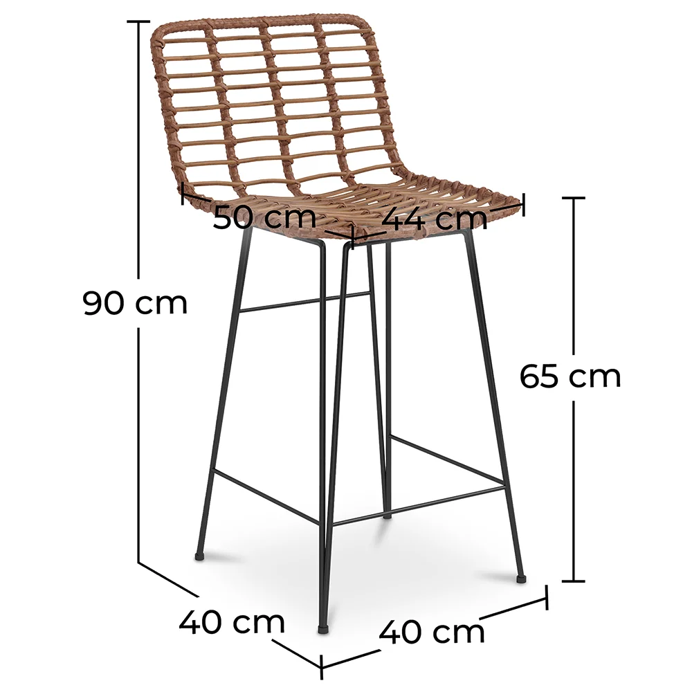 Banco de bar em vime - Design Boho Bali -65cm - Catori image 10
