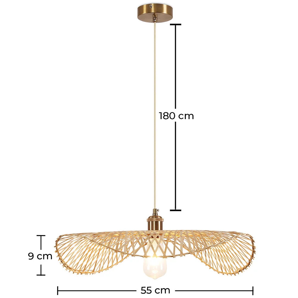 Luminária de teto de bambu - Luminária pendente de stile Boho Bali - Bahati image 10