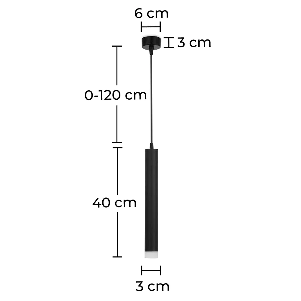 Luminária de Teto em Tubo - Luminária Pendente LED - Preto - Bruna image 10