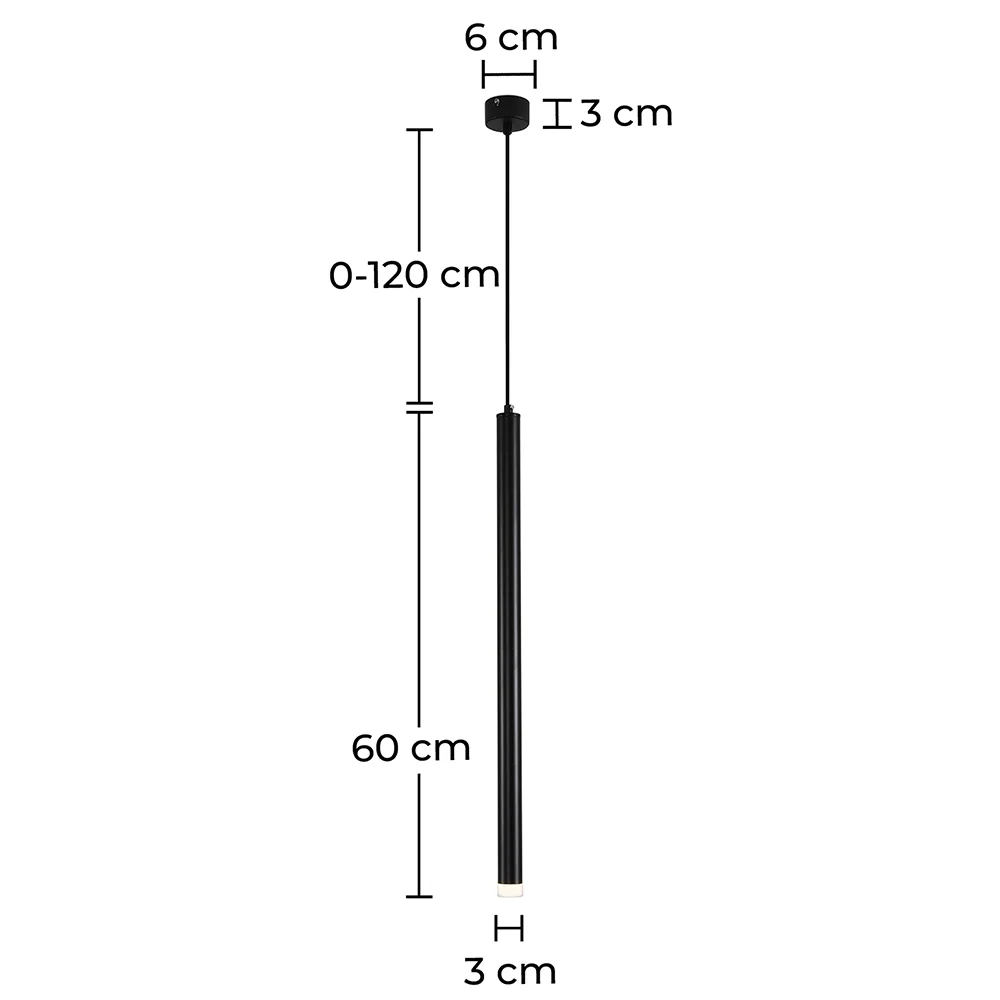 Luminária de teto tubular LED - Luminária pendente preta - 60cm - Bruna image 10