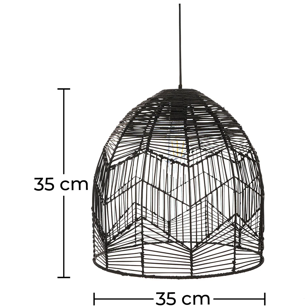 Luminária de teto de ratã preto - Luminária pendente de stile Boho Bali - Le image 10